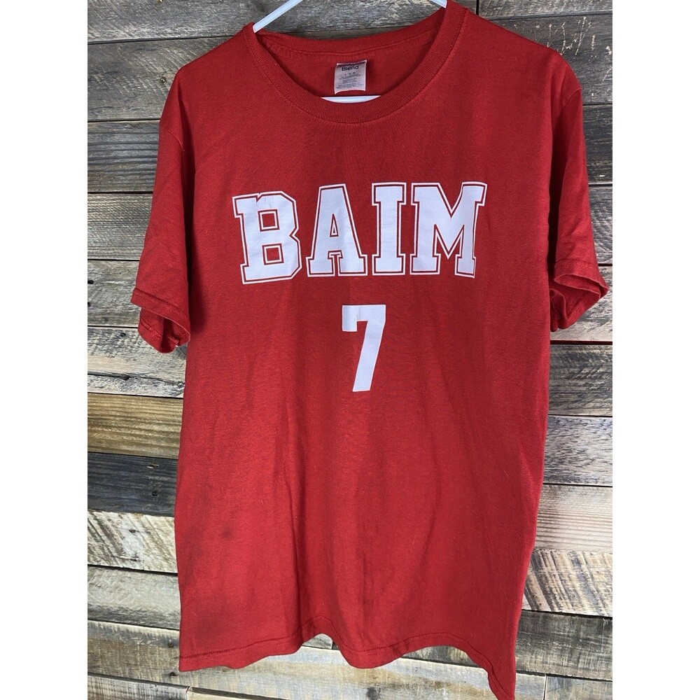 Baim #7 Mens Sz L Red Short Sleeve T-Shirt
